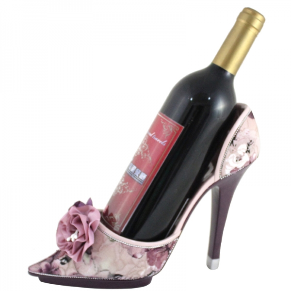 Details about Rose Shoe Wine Bottle Holder Purple Elegant NEW in box